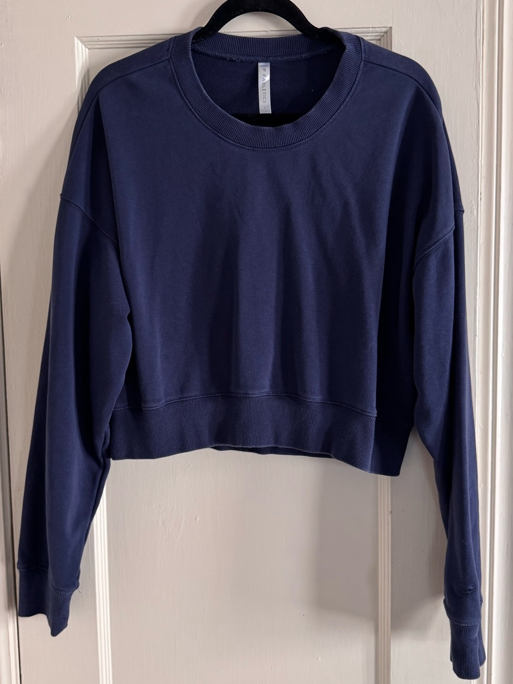 Fabletics Navy Cropped Crew Sweatshirt